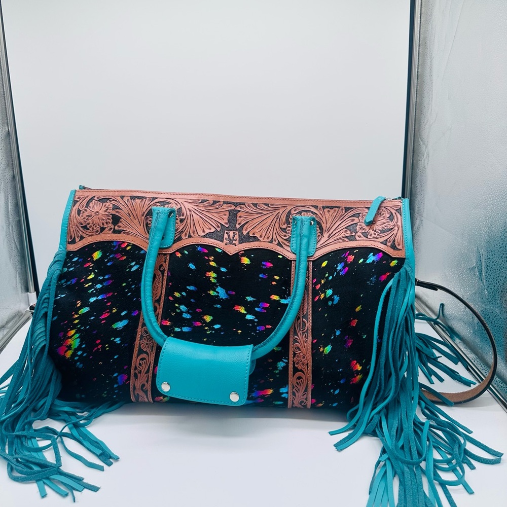 Colorful Western Fringe Weekender Tote